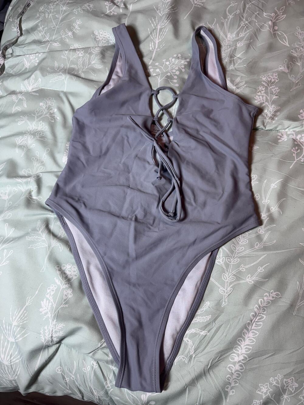 SHEKINI one piece swimsuit tie front high leg